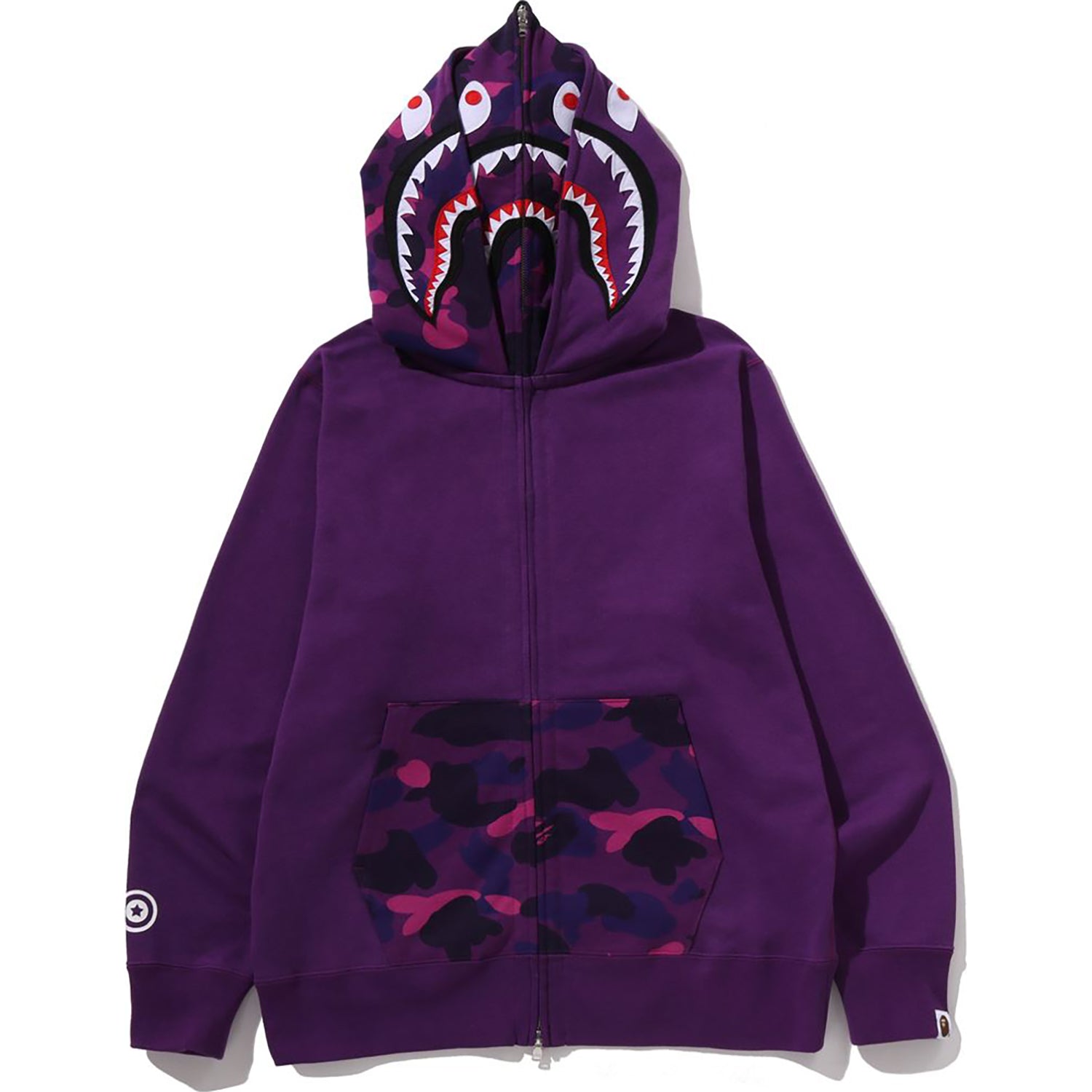 COLOR CAMO SHARK FULL ZIP DOUBLE HOODIE MENS